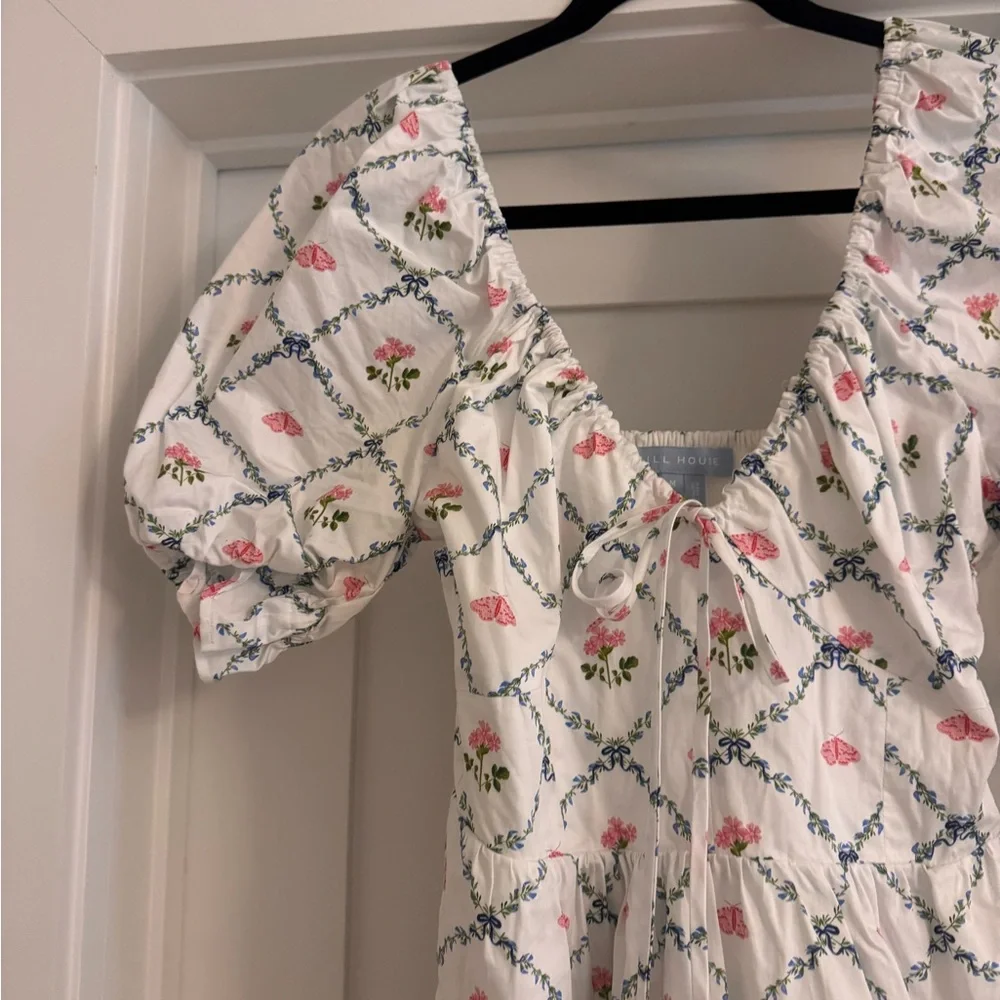 Hill House White and Pink Floral Mini Dress - Picture 3 of 5
